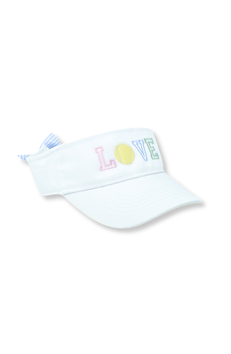 Bits & Bows Tennis Love Twill Bow Visor, Main, color, White
