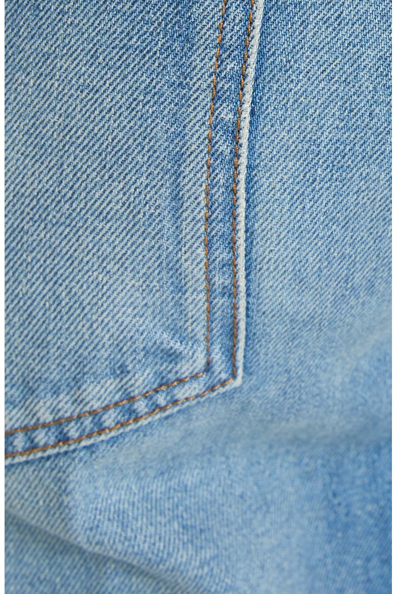 Floral Trim Straight Leg Jeans, Alternate, color, MEDIUM BLUE DENIM