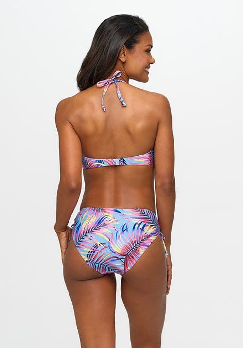 Lascana Palm Print Mid Rise Bikini Bottom In Blue