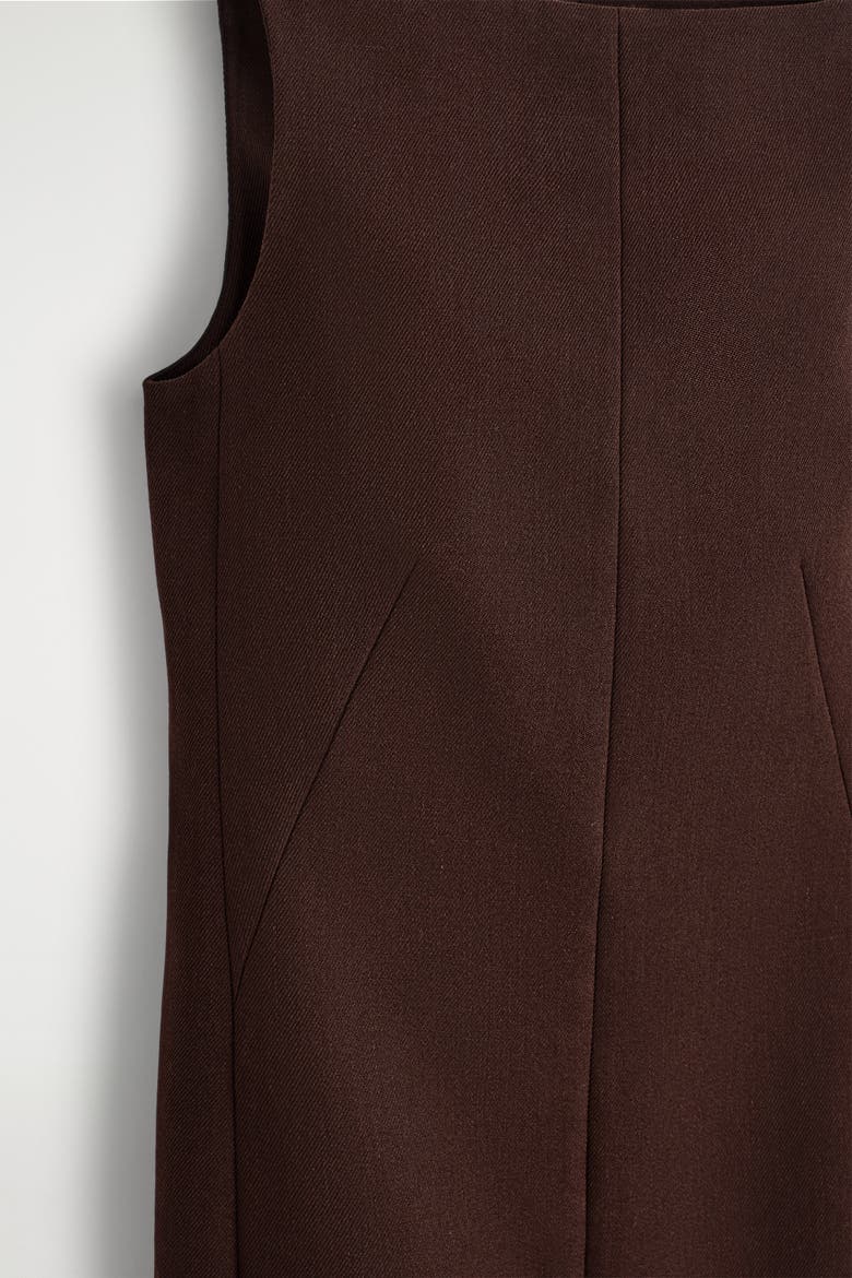 Tailored Wool Midi Dress, Alternate, color, BROWN