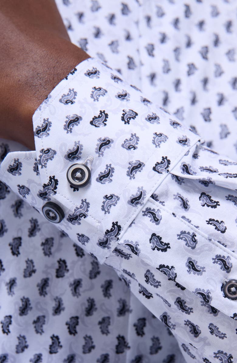 Bugatchi Jules OoohCotton<sup>®</sup> Paisley Button-Up Shirt, Alternate, color, Platinum