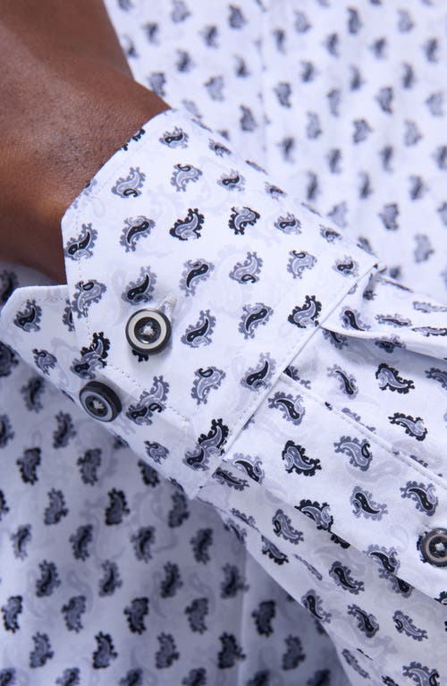 Bugatchi Jules Ooohcotton® Paisley Button-up Shirt In Platinum
