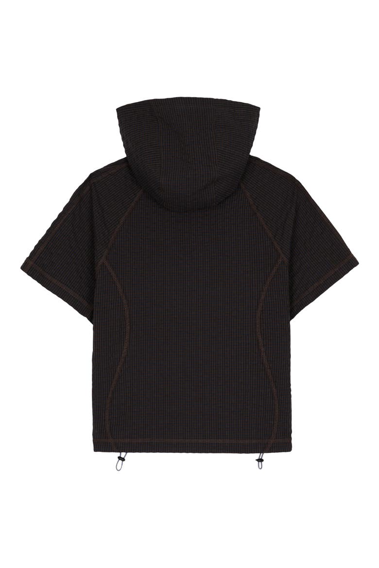 Textured Short Sleeve Hoodie, Alternate, color, BLACK