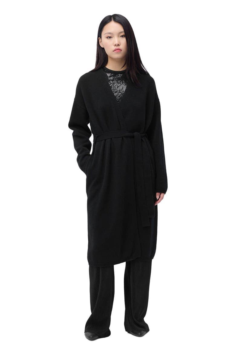 Long Maternity Cashmere Robe, Main, color, black