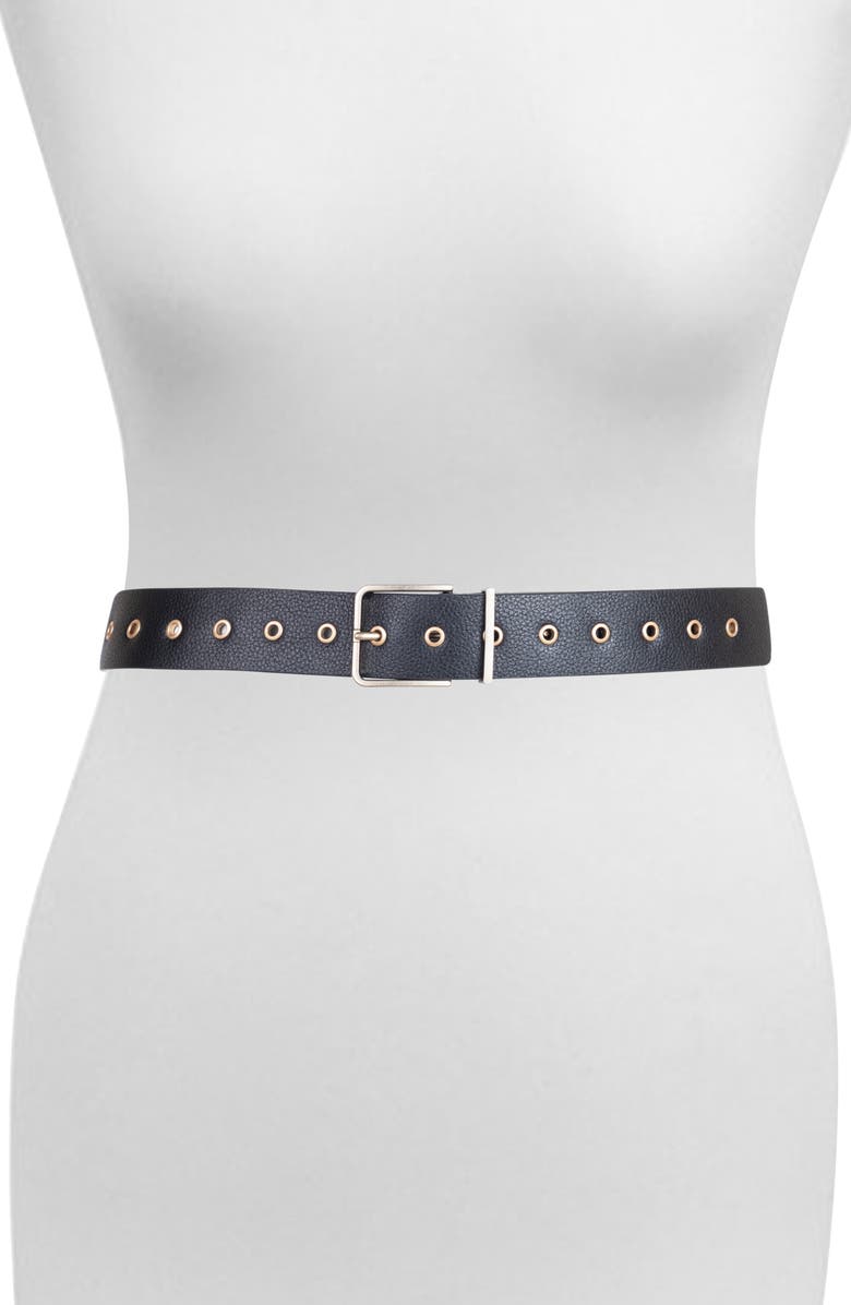 AllSaints Grommet Leather Belt, Alternate, color,