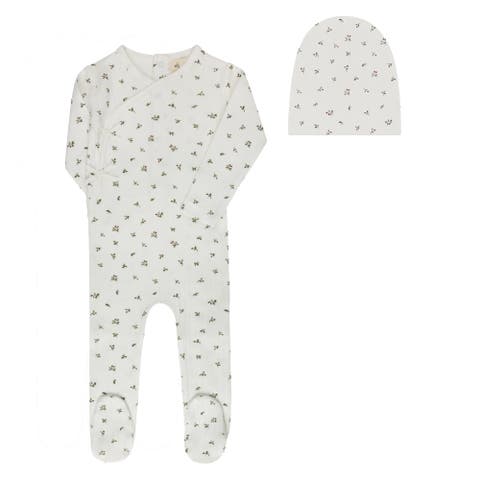 Floral Pointelle Collection - Footie and Beanie
