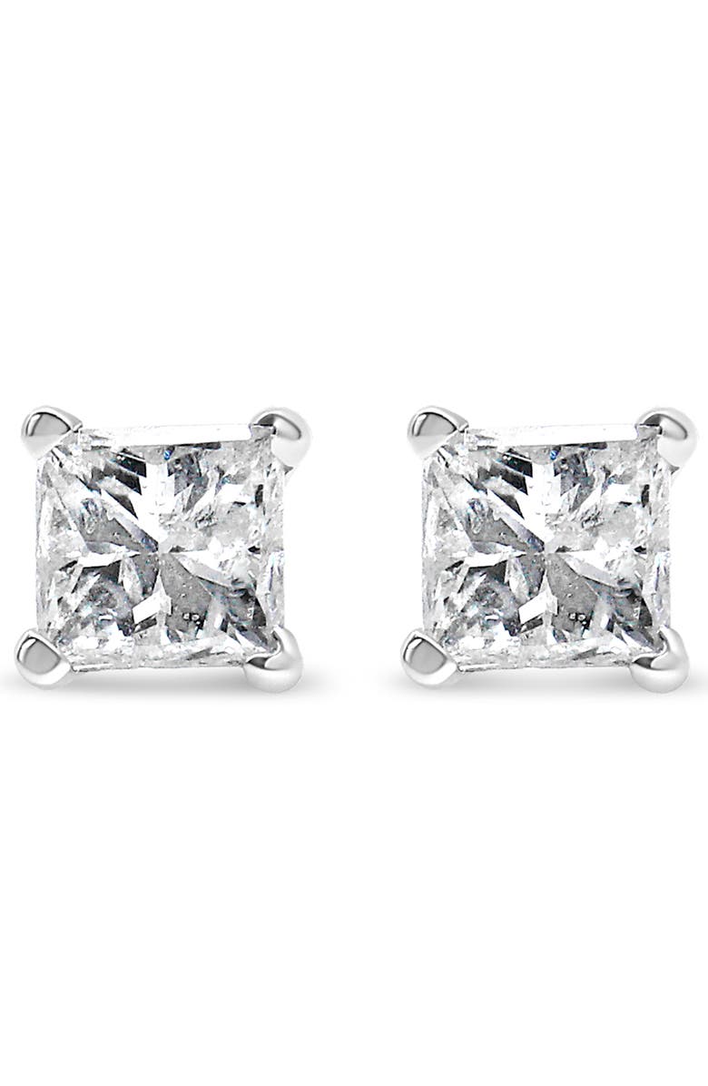Haus of Brilliance 14K White Gold 1.00 Cttw Square Diamond Solitaire Stud Earring, Alternate, color, White