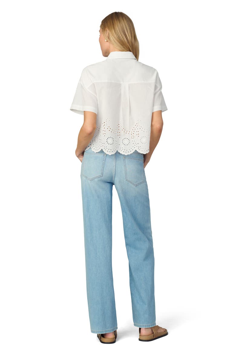The Eyelet Short Sleeve Crop Shirt, Alternate, color, WHITE