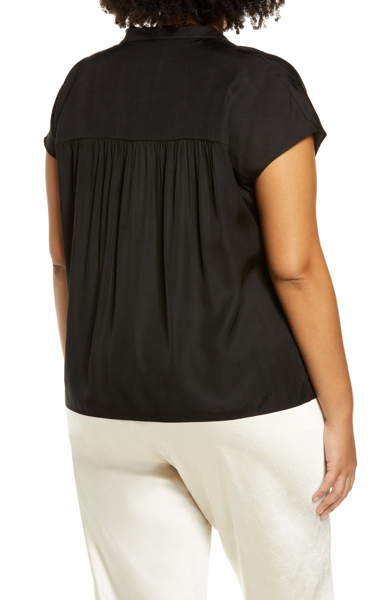 Vince Stand Collar Silk Blend Shirt, Alternate, color, 