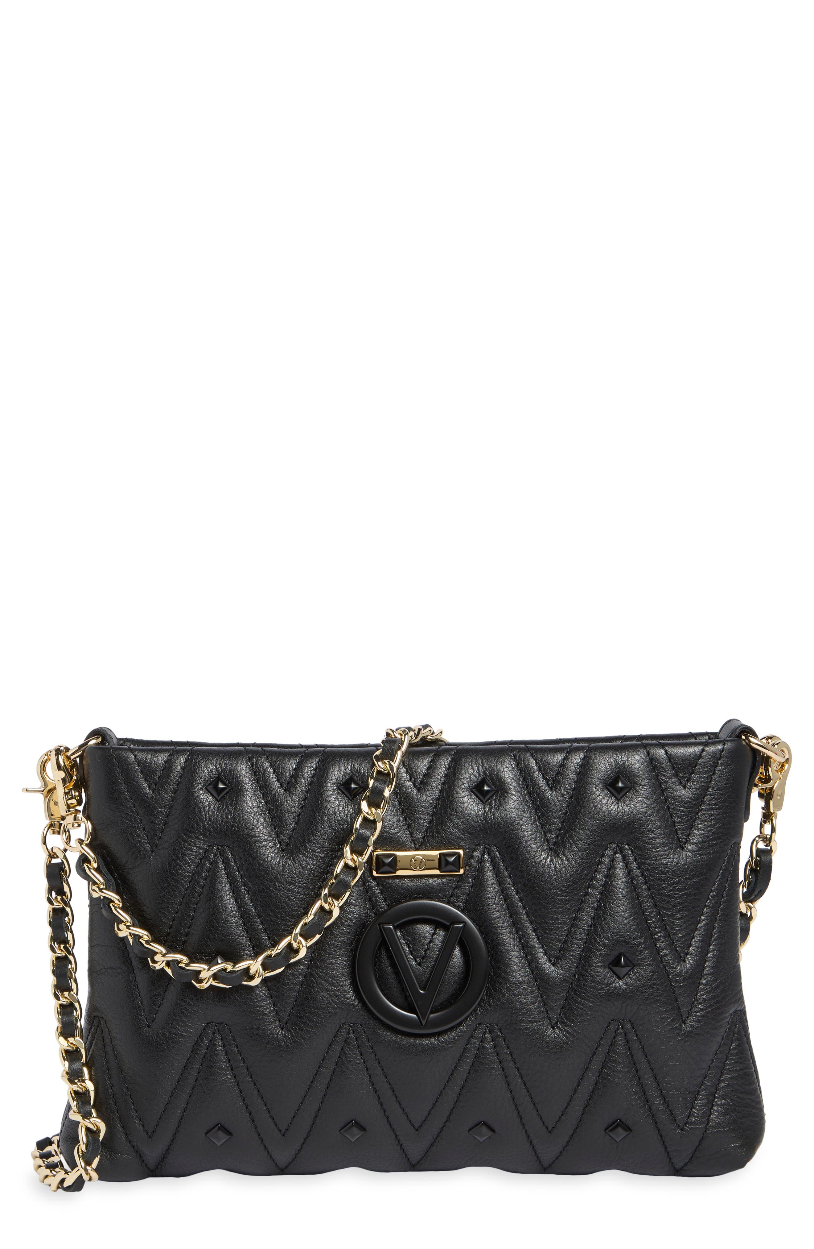 Vanille Diamond Leather Crossbody Bag, Main, color, BLACK