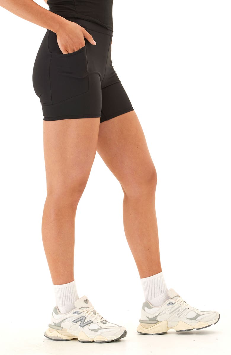 Threads 4 Thought Elena High Waist Pocket Bike Shorts, Alternate, color, Jet Black