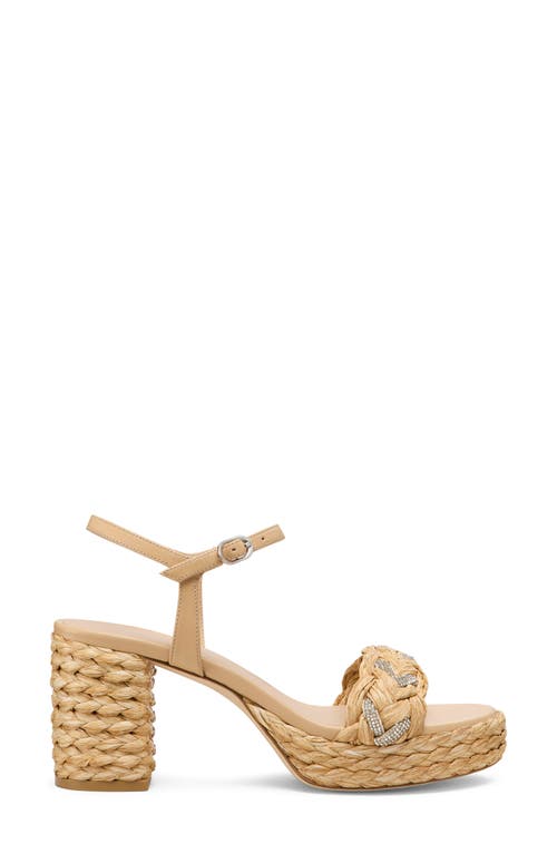 Stuart Weitzman Lana 80 Raffia Ankle Strap Platform Sandal In Natural Tonal