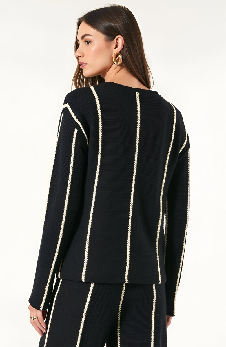 Modenaire Vertical Stripe Long Sleeve Knit Pullover Sweater, Alternate, color, 