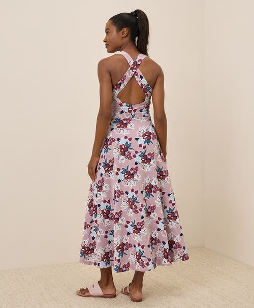 Pact Organic Cotton Fit & Flare Open Back Maxi Dress In Pink