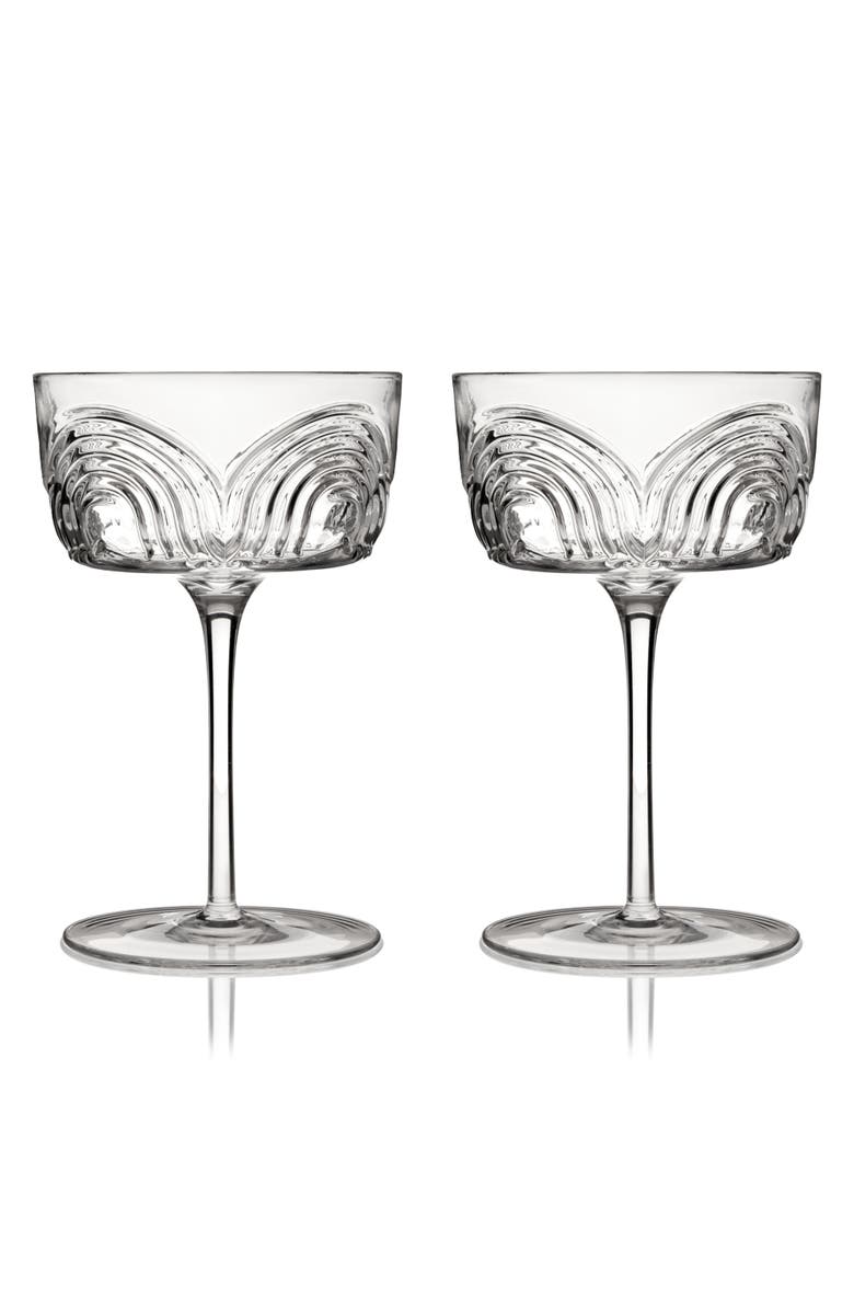 Viski Deco Beau Crystal Coupes Set of 2, Main, color, Clear