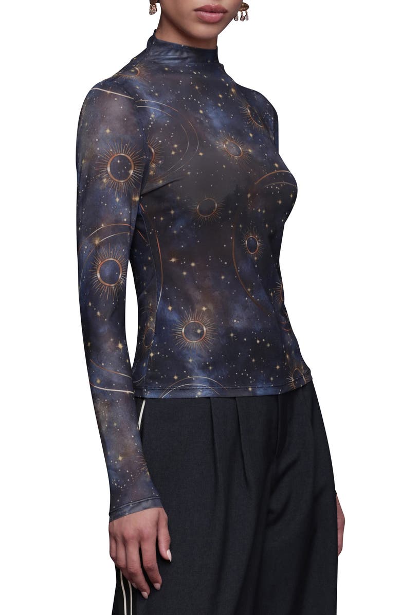Avec Les Filles Celestial Print Long Sleeve Shirt, Alternate, color, Gold Celestial Baroque