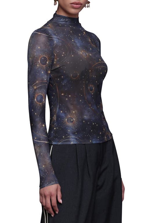 Avec Les Filles Celestial Print Long Sleeve Shirt In Multi