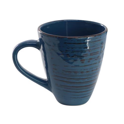 Elama Malibu Deep Ocean 16-piece Stoneware Dinnerware Set In Blue