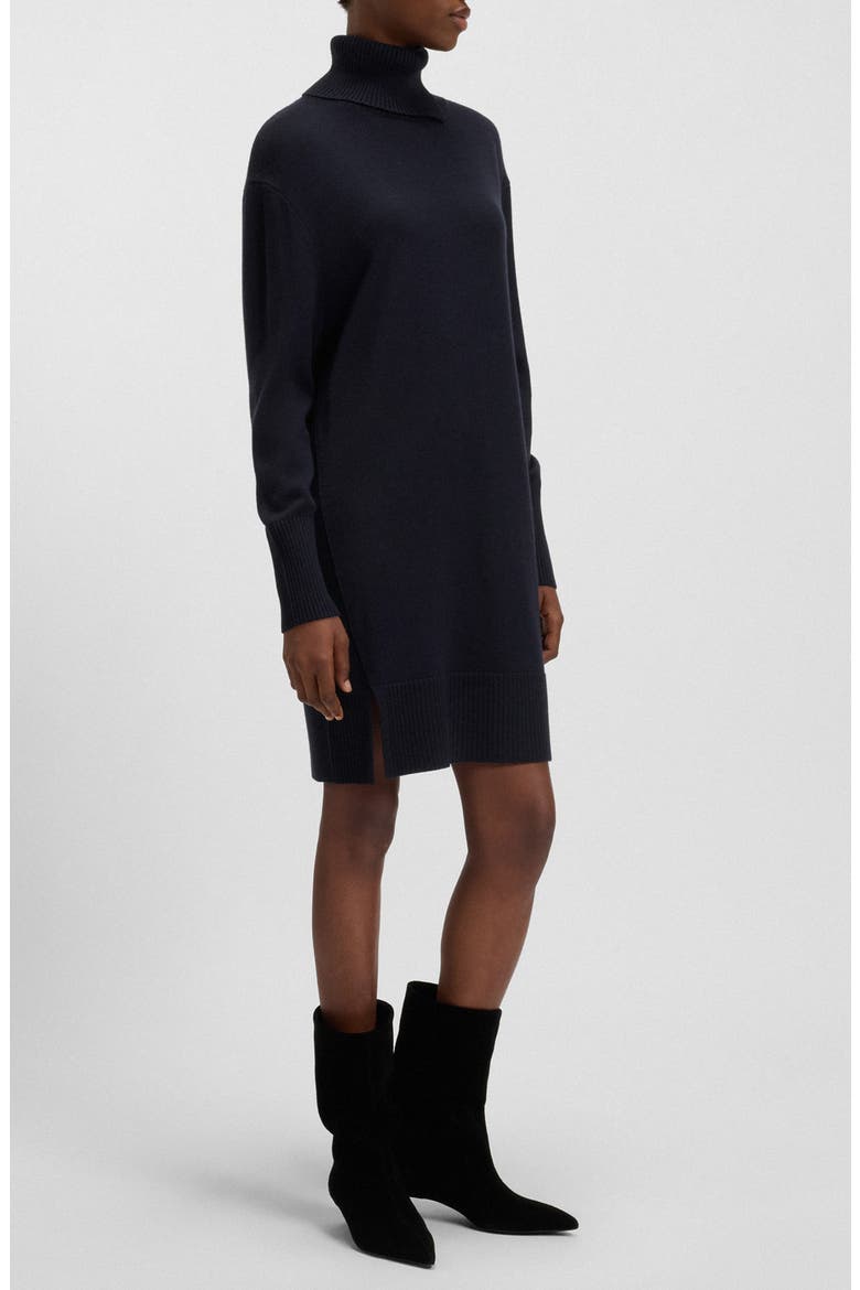 Feringatessa Long Sleeve Turtleneck Virgin Wool Blend Sweater Dress, Alternate, color, DARK BLUE