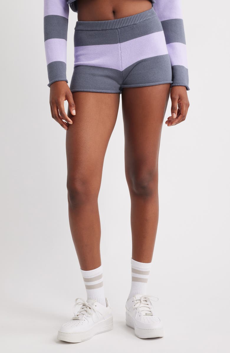 Florence by Mills Cotton Blend Rugby Sweater Shorts, Main, color, Grisalle Millie Lavender