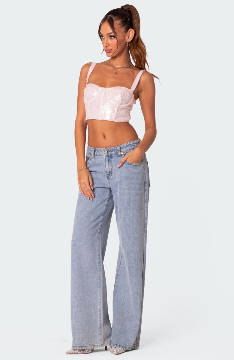 EDIKTED Glitzy Sequin Corset Crop Tank, Alternate, color, 