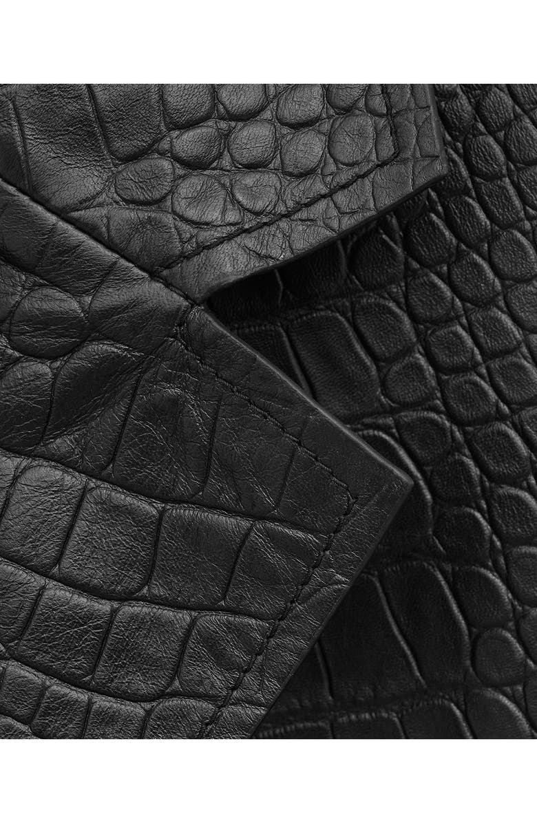 MANGO Croc Embossed Leather Coat, Alternate, color, 