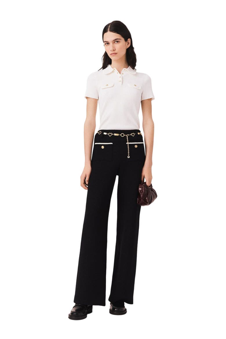 Lurex tweed trousers, Main, color, Black