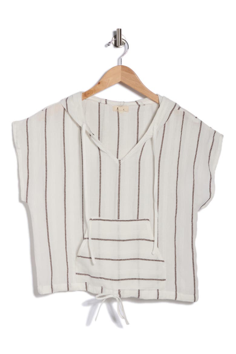 Kanga Stripe Cover-Up Hoodie, Alternate, color, WHITE/ BROWN STRIPE
