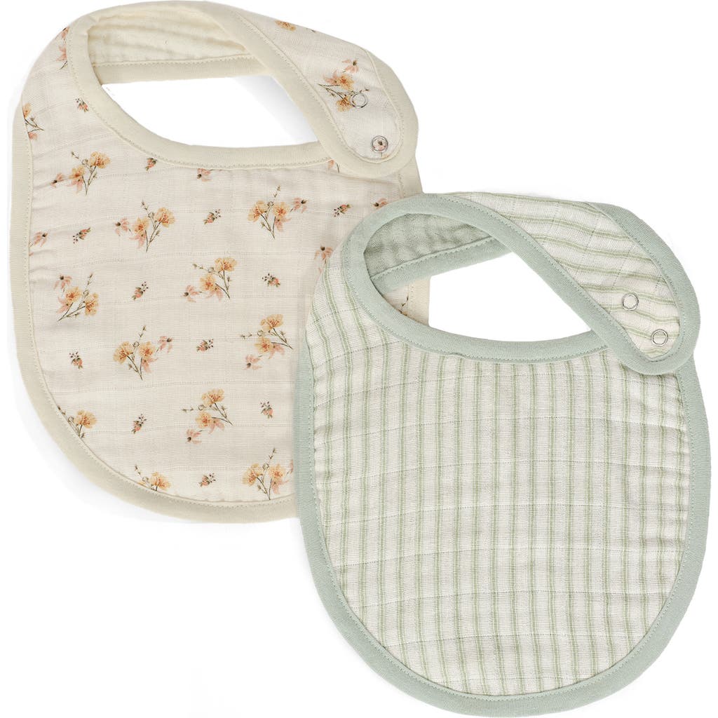 Oilo Assorted 2-Pack Organic Cotton Muslin Baby Bibs in Eggshell/Sea  product