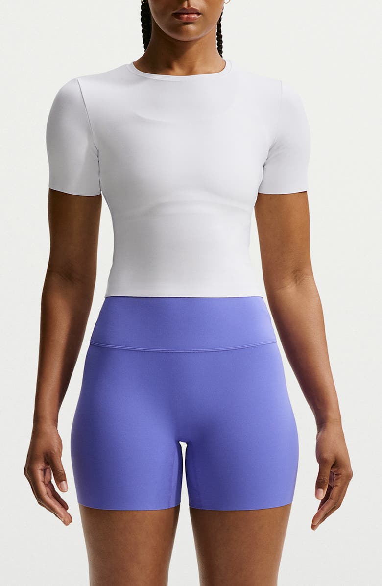 Nike Zenvy Dri-FIT Short-Sleeve Top, Main, color, White/ Black