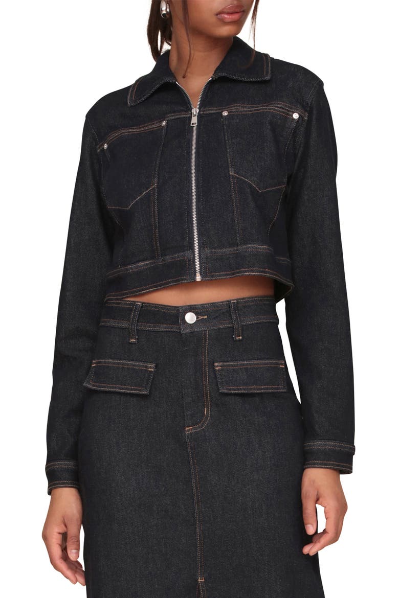 Crop Denim Jacket, Main, color, RINSE WASH