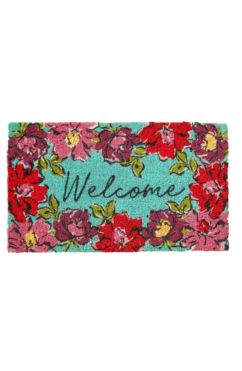 tag In Bloom Welcome Coir Mat Multi Coir Summer, Main, color, Blue