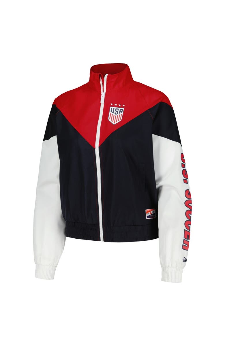 5TH AND OCEAN BY NEW ERA Women's 5th & Ocean by New Era Navy USWNT Cropped Full-Zip Windbreaker Jacket, Alternate, color, Navy
