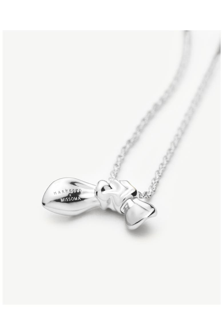 Mark Gong Bow Pendant Necklace, Alternate, color, SILVER