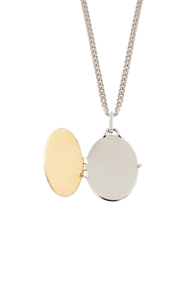 Long Two-Tone Locket Pendant Necklace, Alternate, color, SILVER/ GOLD
