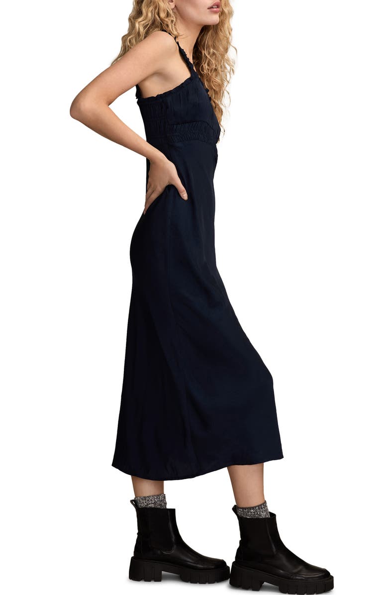 Lucky Brand Ruched Bodice Dress, Alternate, color, Navy