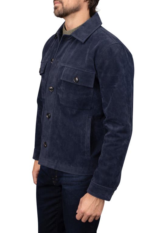 Bagatelle Faux Nubuck Trucker Jacket In Navy
