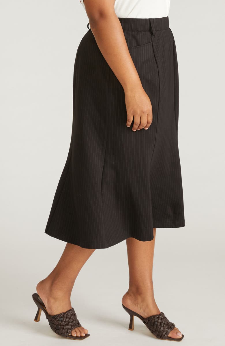 Universal Standard Carla Ponte Skirt, Alternate, color, Slate Grey Pinstripe