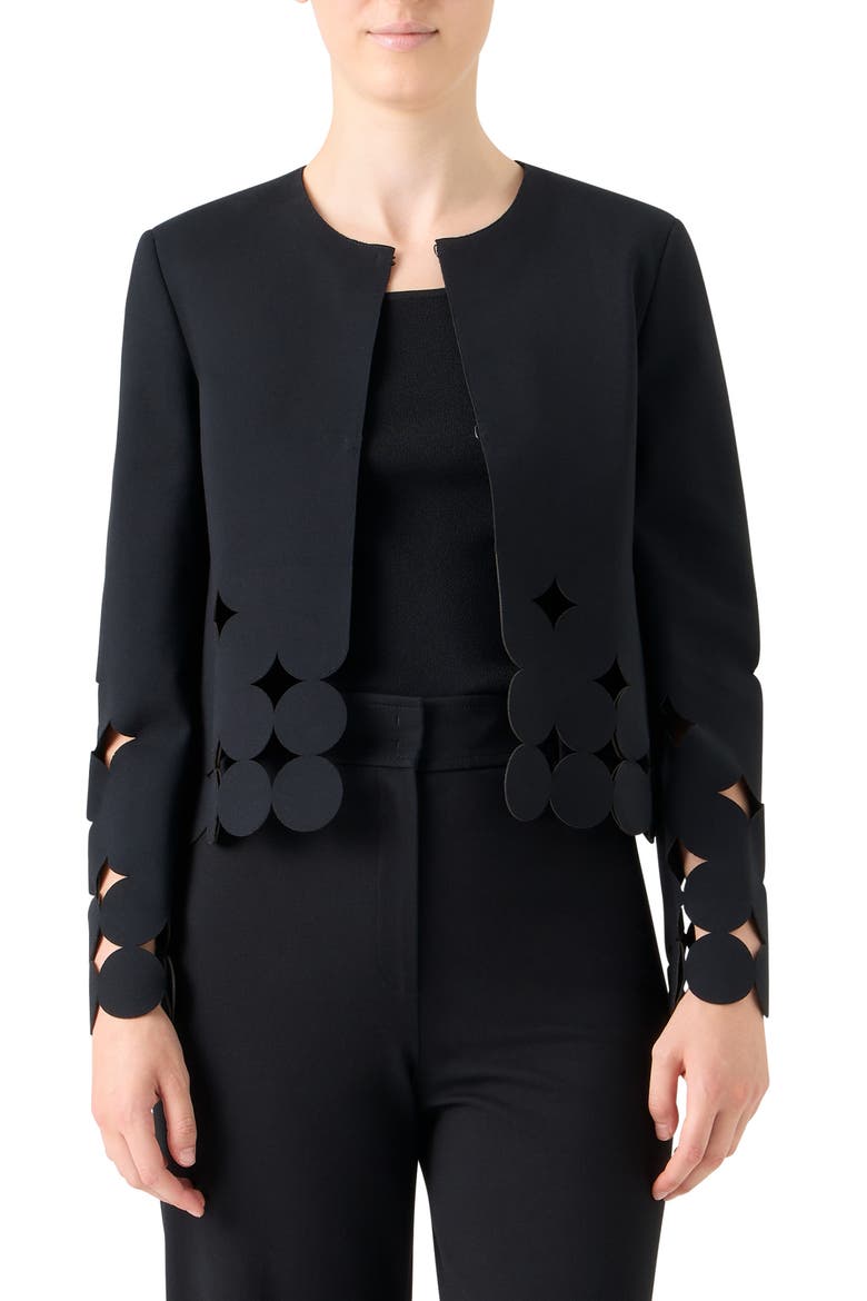 Dot Cutout Cardigan, Main, color, BLACK