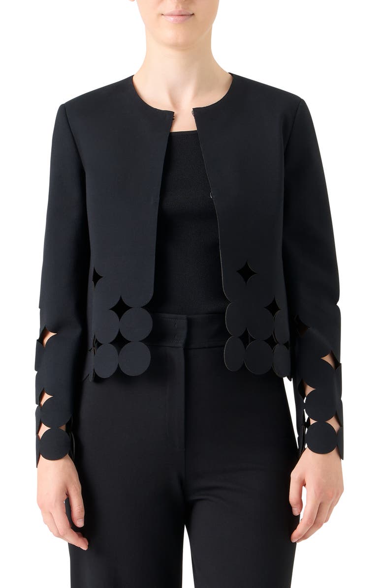Akris punto Dot Cutout Cardigan, Main, color, Black