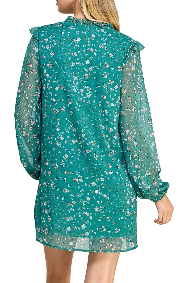 KOKO + MASON V-Neck Floral Print Smocked Long Sleeve Minidress, Alternate, color, 