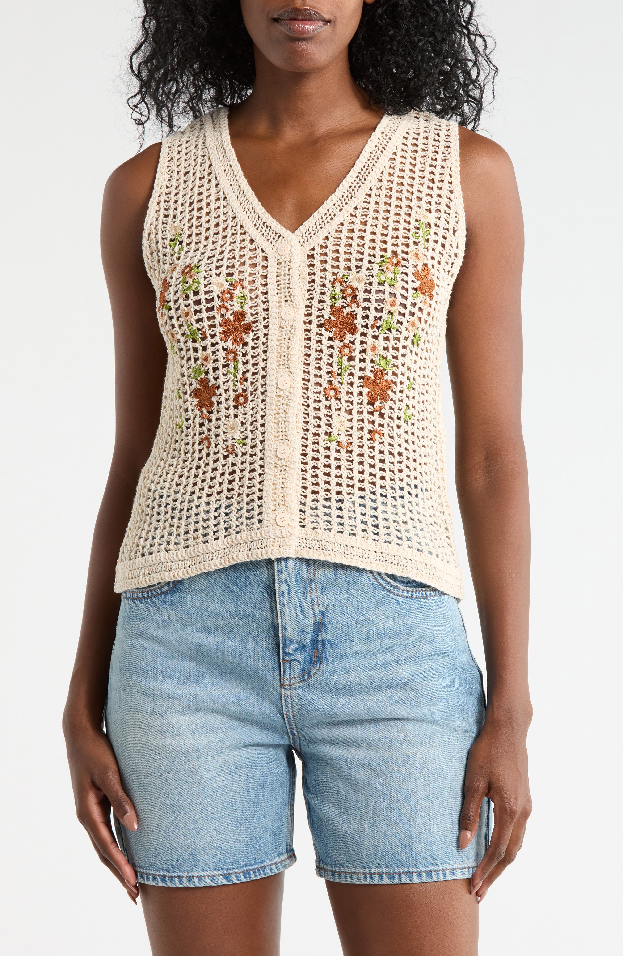 Forgotten Grace Embroidered Crochet Tank