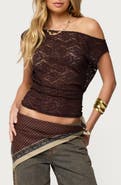 EDIKTED Kessa Lace One-Shoulder Top