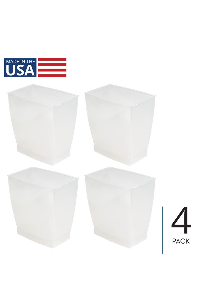 iDesign Small Rectangular Bathroom Trash Cans - Set of 4 - Gray, Main, color, Frost