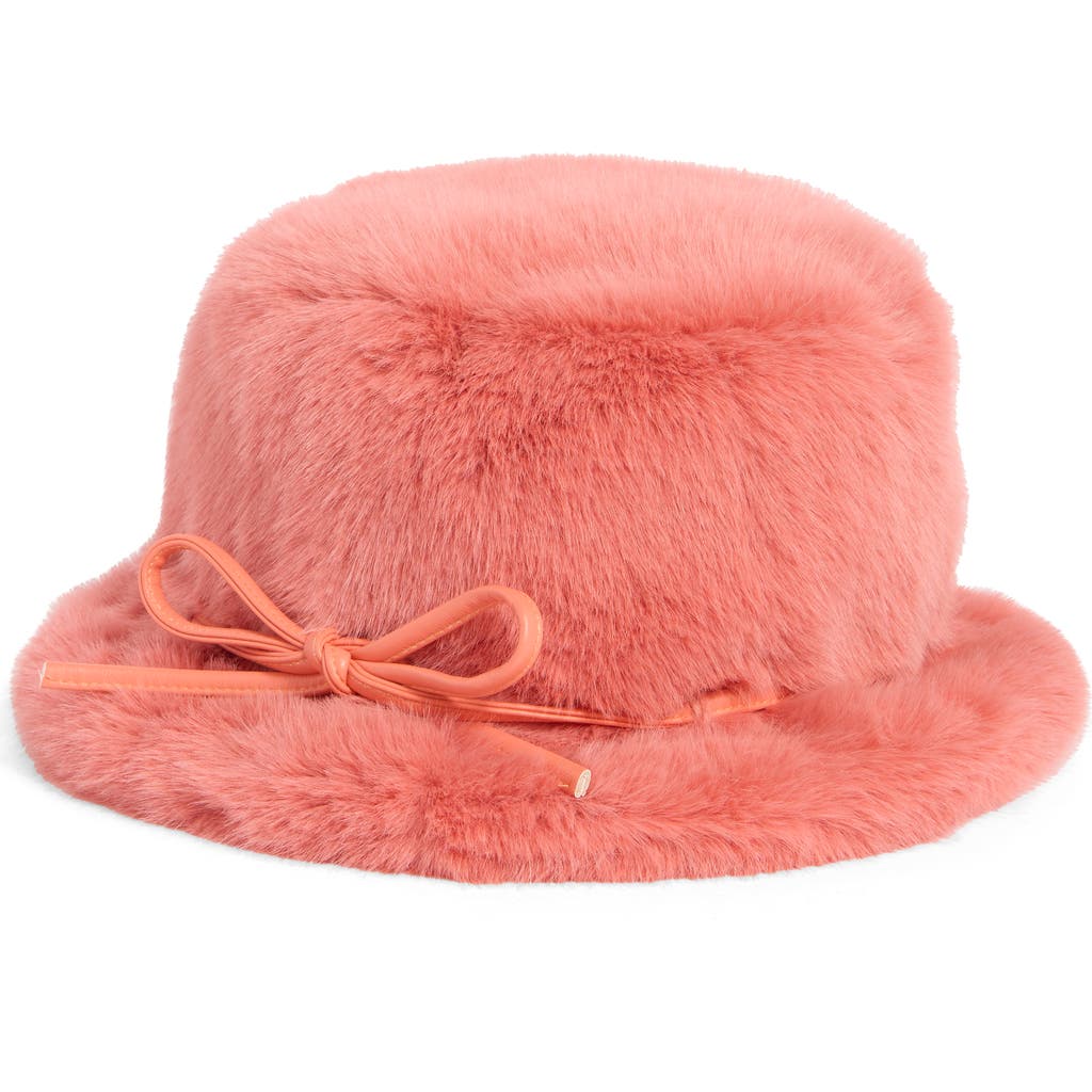 La Fiorentina Faux Fur Bucket Hat In Orange