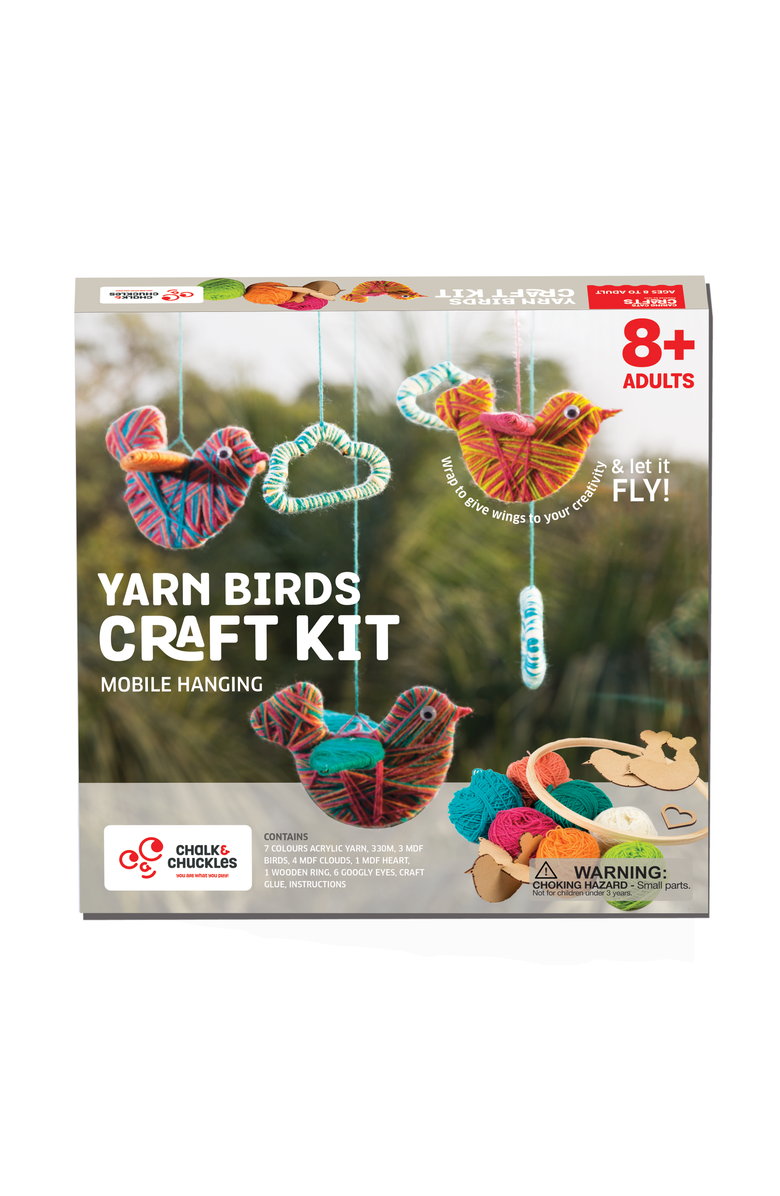 Chalk & Chuckles Yarn birds Craft Kit, Main, color, NO COLOR