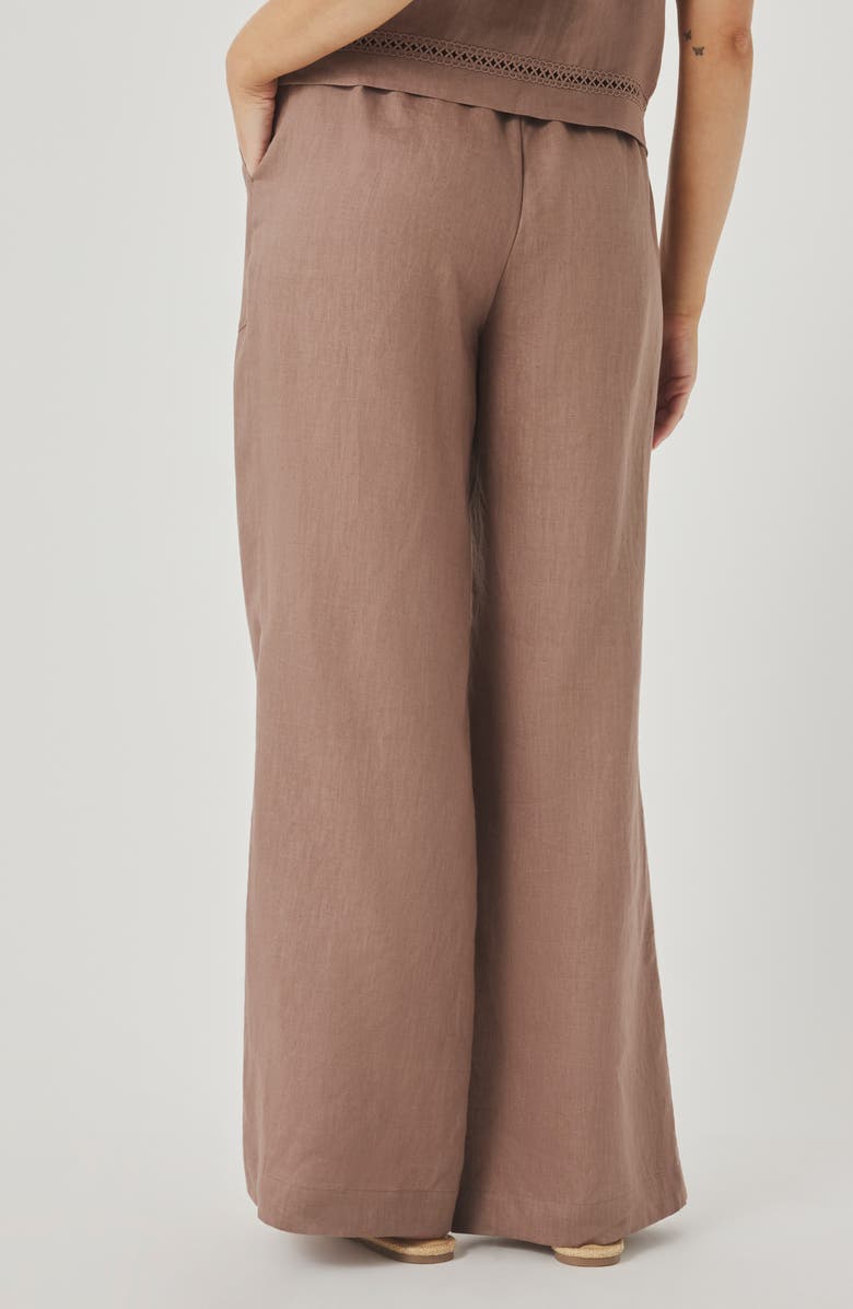 Splendid Stella Lace Inset Crop Linen Pants, Alternate, color, Wicker Beige