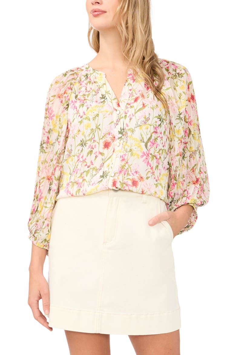 Floral Button-Up Shirt, Main, color, RASPBERRY SORBET