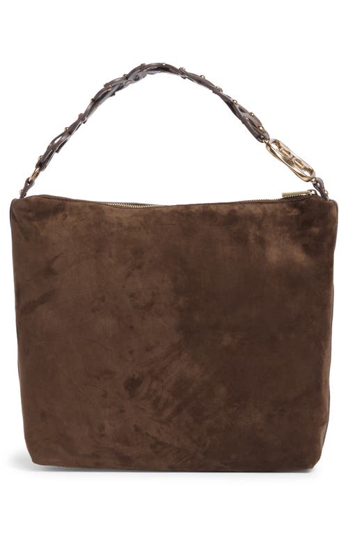 Sam Edelman Marilyn Chain Link Suede Shoulder Bag In Brown