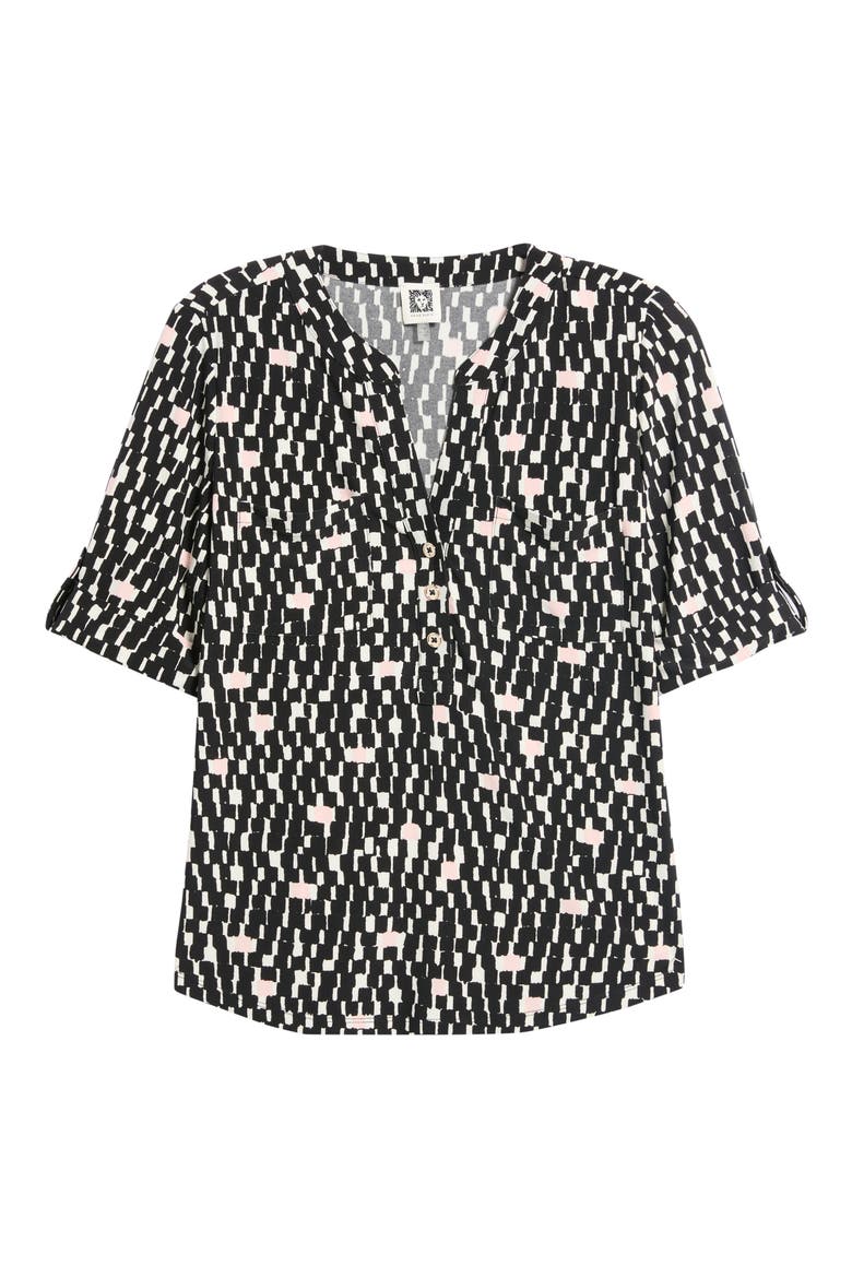 Print Knit Top with Elbow Sleeves, Alternate, color, ANNE BLACK MULTI